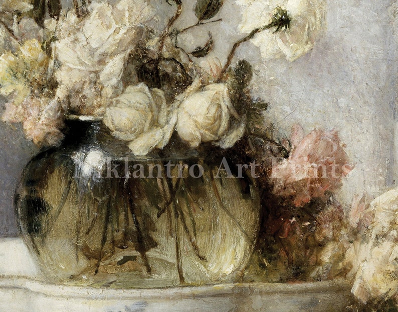 Stilleben Blumen Dekor Vintage Rosen Malerei Neutral Rustikales europäisches Bauernhaus Poster Digitale herunterladbare Kunst Bild 6