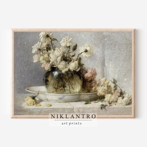 Printable Flower Still Life Decor Vintage Roses Painting Neutral Rustic European Farmhouse Prints Digital Downloadable Art image 5