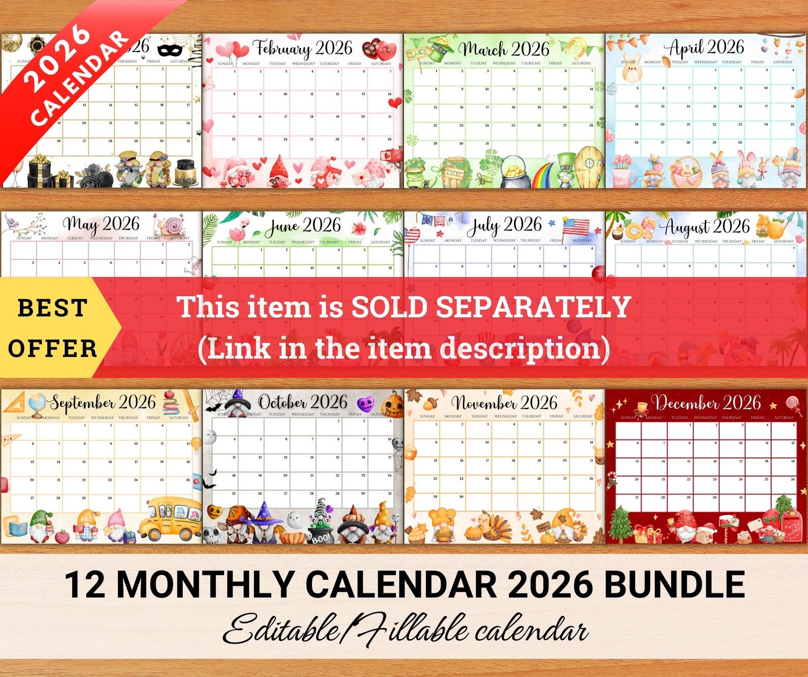 Calendario de mayo de 2026 editable / Planificador mensual imprimible ...