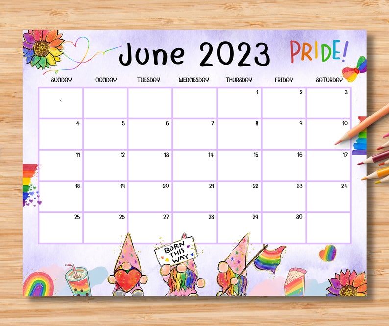Editable June Calendar Lgbt Pride Month Planner With Etsy