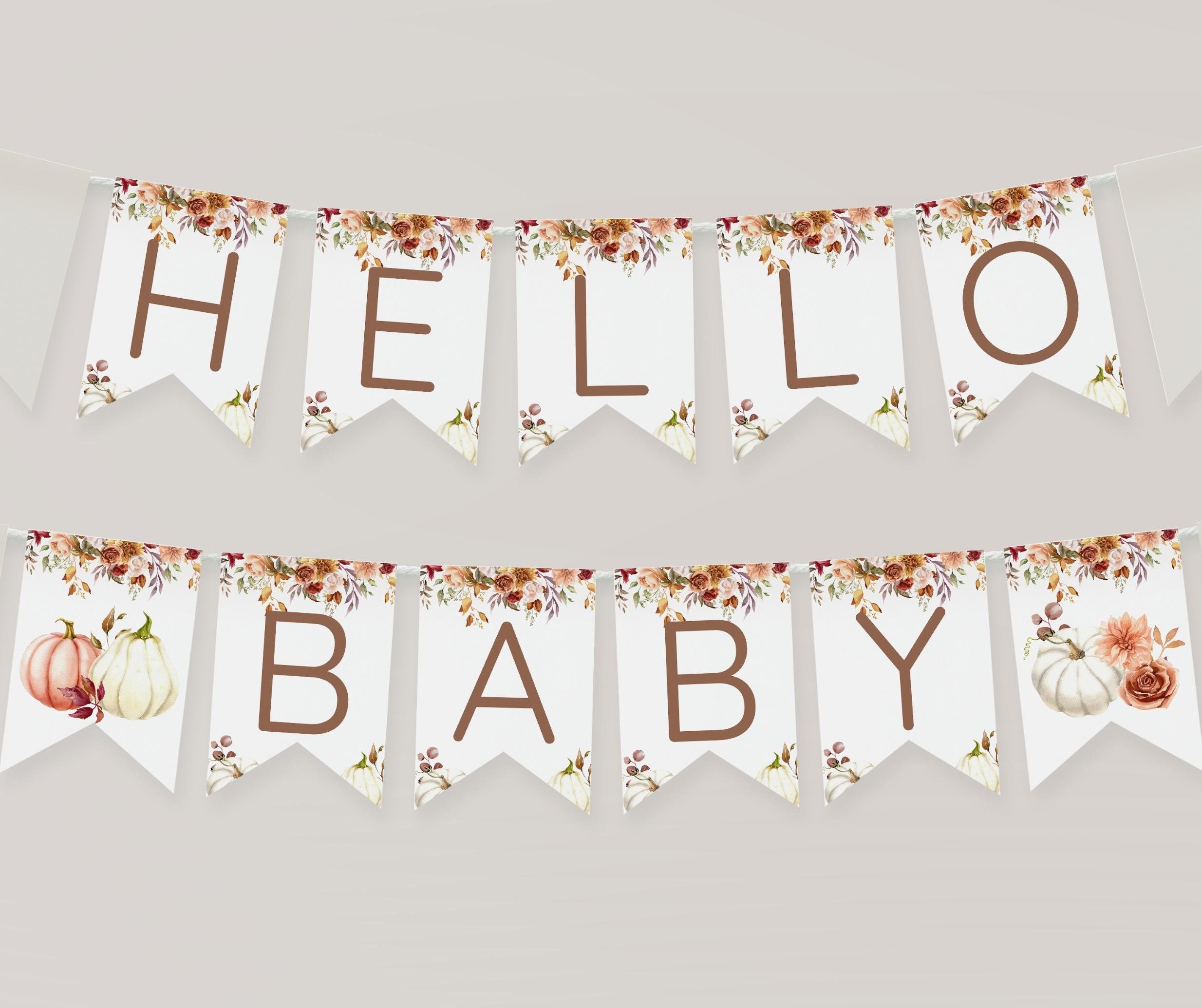EDITABLE Little Pumpkin Baby Shower Banner Decoration Fall Autumn Floral Gender Neutral Custom Banner Name Banner Party Decor