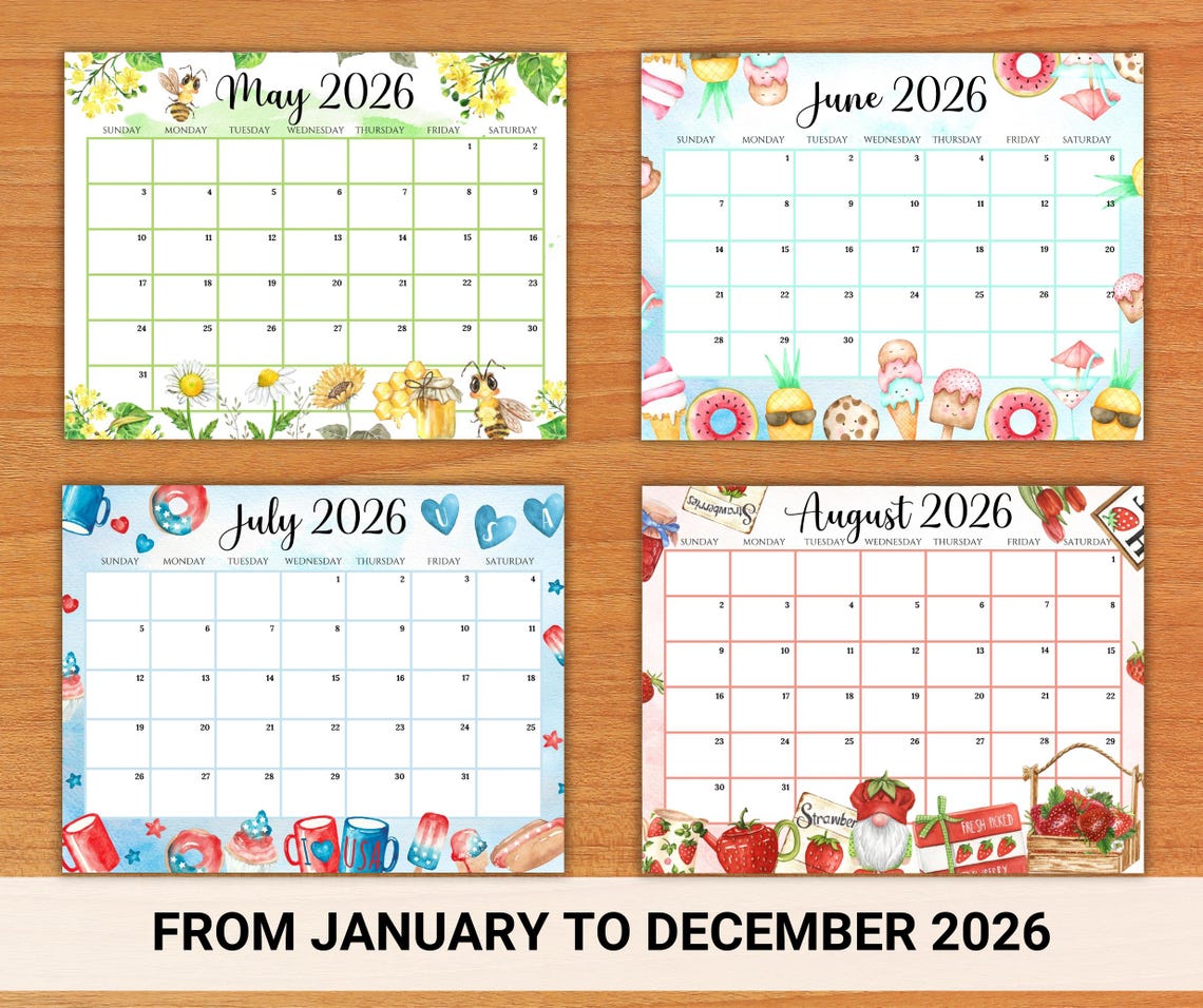 EDITABLE 2026 Monthly Calendar Bundle | Cute Printable Planner for Work ...