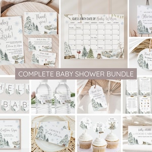Winter Baby Shower Invitation Bundle, Baby Its Cold Outside Winter Baby Shower Invite Set, Winter Wonderland Snow Shower Decor, Game Package