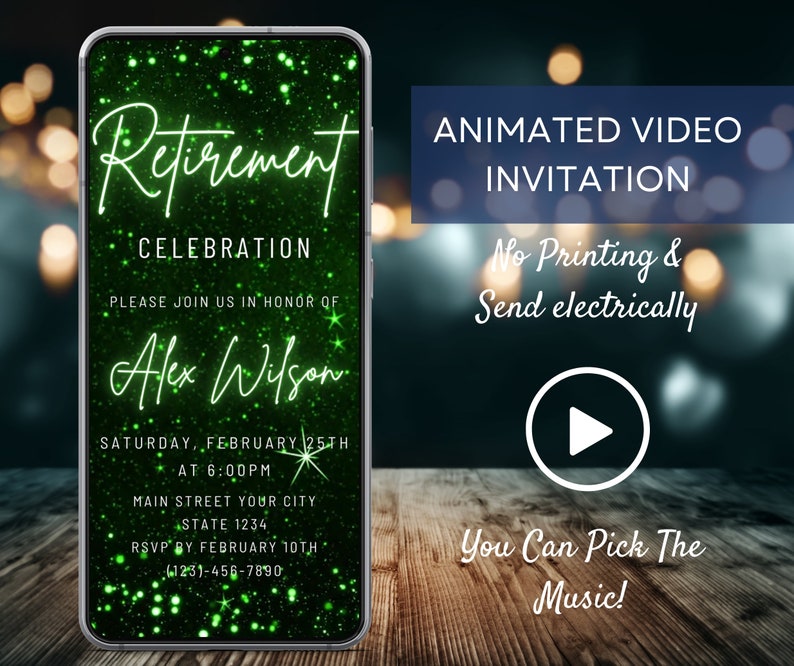 Video Retirement Party Invitation Animated Retirement Etsy