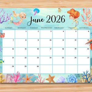 Calendario de junio de 2026 editable / Planificador mensual imprimible en PDF / Organizador para la escuela, el trabajo, la oficina y el hogar / Descarga instantánea