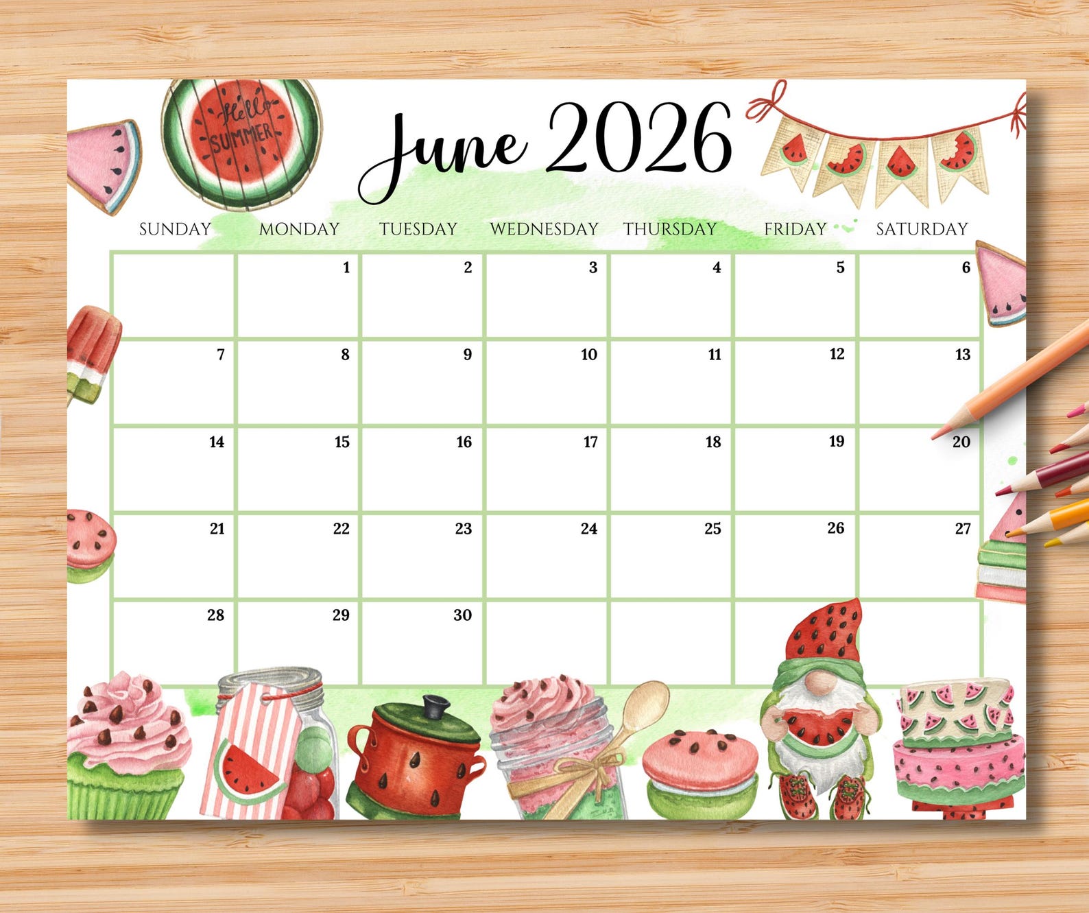Editable June 2026 Calendar | Monthly Planner Printable PDF | School ...