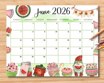 Editable June 2026 Calendar | Monthly Planner Printable PDF | School, Work, Office & Home Organizer | Instant Download