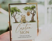 Winnie the Pooh Custom Sign, Classic Pooh Bear Editable Sign, Baby Shower & 1st Birthday Decor, Gender Neutral, Printable, Instant Download