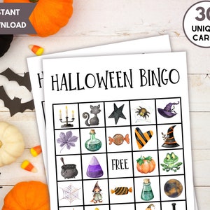 Printable Halloween Bingo, 30 Unique Halloween Bingo Cards, Happy Halloween Activity, Halloween Bingo Printable, Halloween Day Bingo Cards