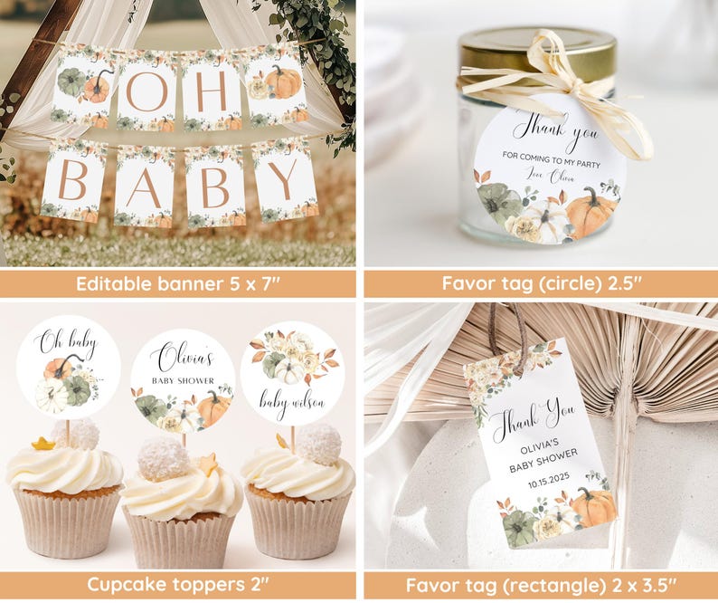 Little Pumpkin Baby Shower Bundle, Fall Baby Shower Invitation & Games, Neutral Gender, Autumn Baby Sprinkle, Editable Canva Template image 3