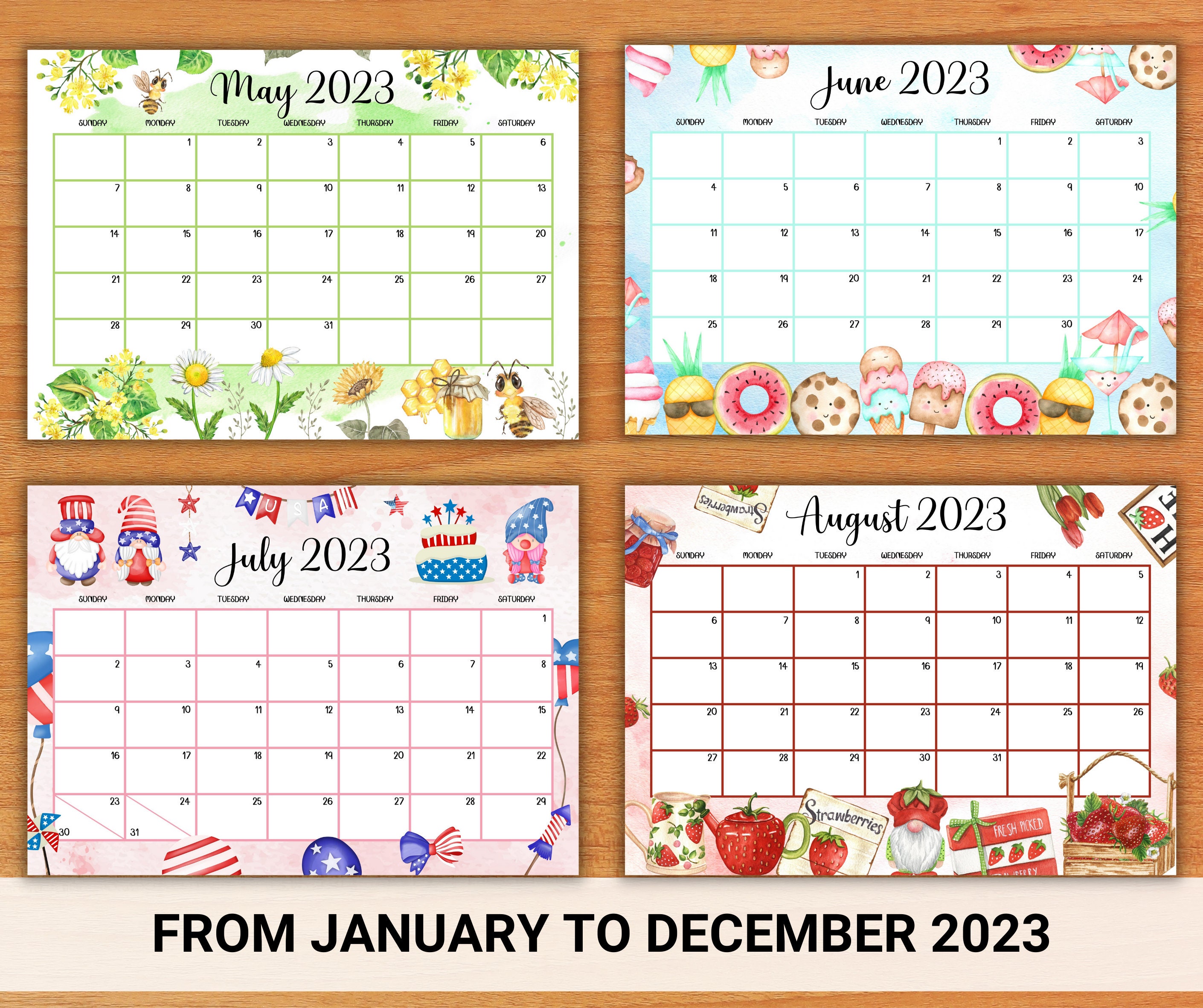 EDITABLE Bigwall Calendar 2023 Cute Printable Fillable Etsy