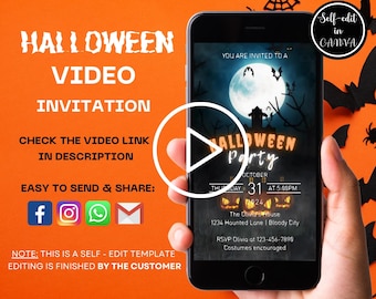 Halloween-Party-Video-Einladung, animierte Spuk-Halloween-Party Evite, digitaler elektronischer Halloween-Geburtstags-Einladung, umweltfreundlich