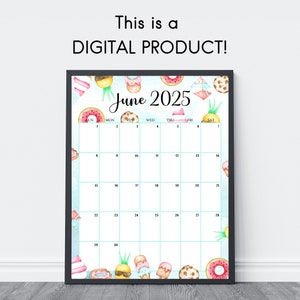 EDITABLE June 2025 Calendar (vertical / Portrait), Cute Summer Planner ...
