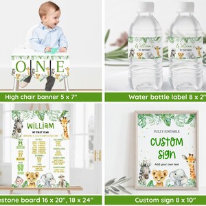 Wild One 1st Birthday Bundle, Safari Wild One Birthday Bundle, Wild One Invitation Bundle, Instant Download, Birthday Boy Milestone Welcome image 3