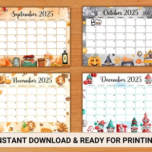EDITABLE Monthly Calendar 2025 Bundle monday Starts, Cute Printable