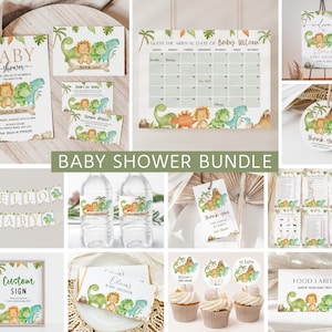 Dinosaur Baby Shower Bundle, Dinosaur Baby Shower, Dinosaur Baby Shower Invitation Set, Dinosaur Shower Games, Editable, Instant Download