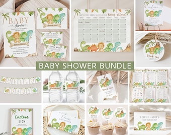 Dinosaur Baby Shower Bundle, Dinosaur Baby Shower, Dinosaur Baby Shower Invitation Set, Dinosaur Shower Games, Editable, Instant Download