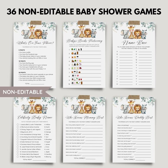 36 Editable Eucalyptus Baby Shower Games - Editable Games