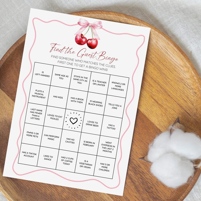 Cherry Baby Shower Game Bundle, Coquette Pink Bow Games, Girl Baby ...