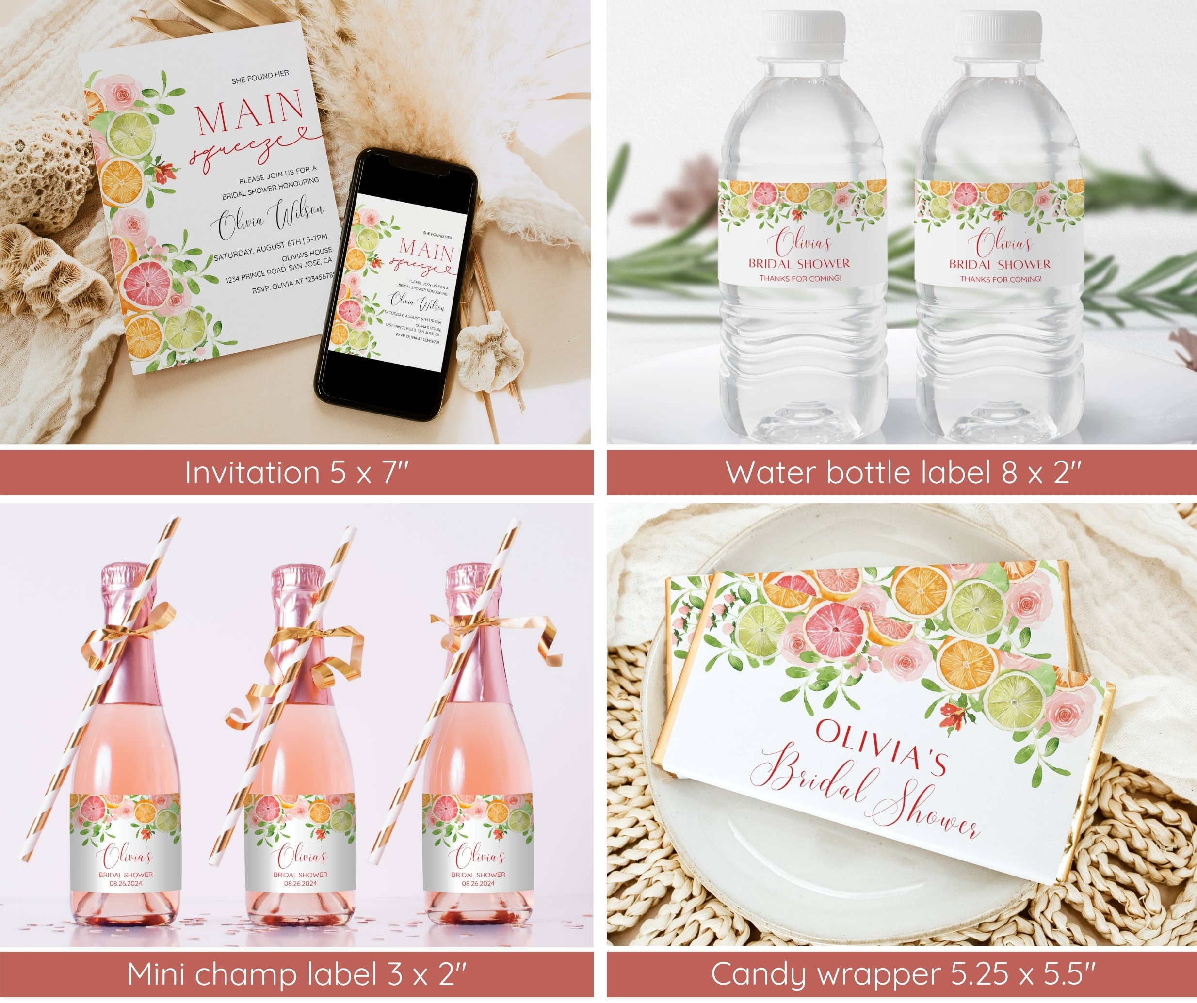 Citrus Bridal Shower Bundle, Main Squeeze Wedding Shower Invitation ...