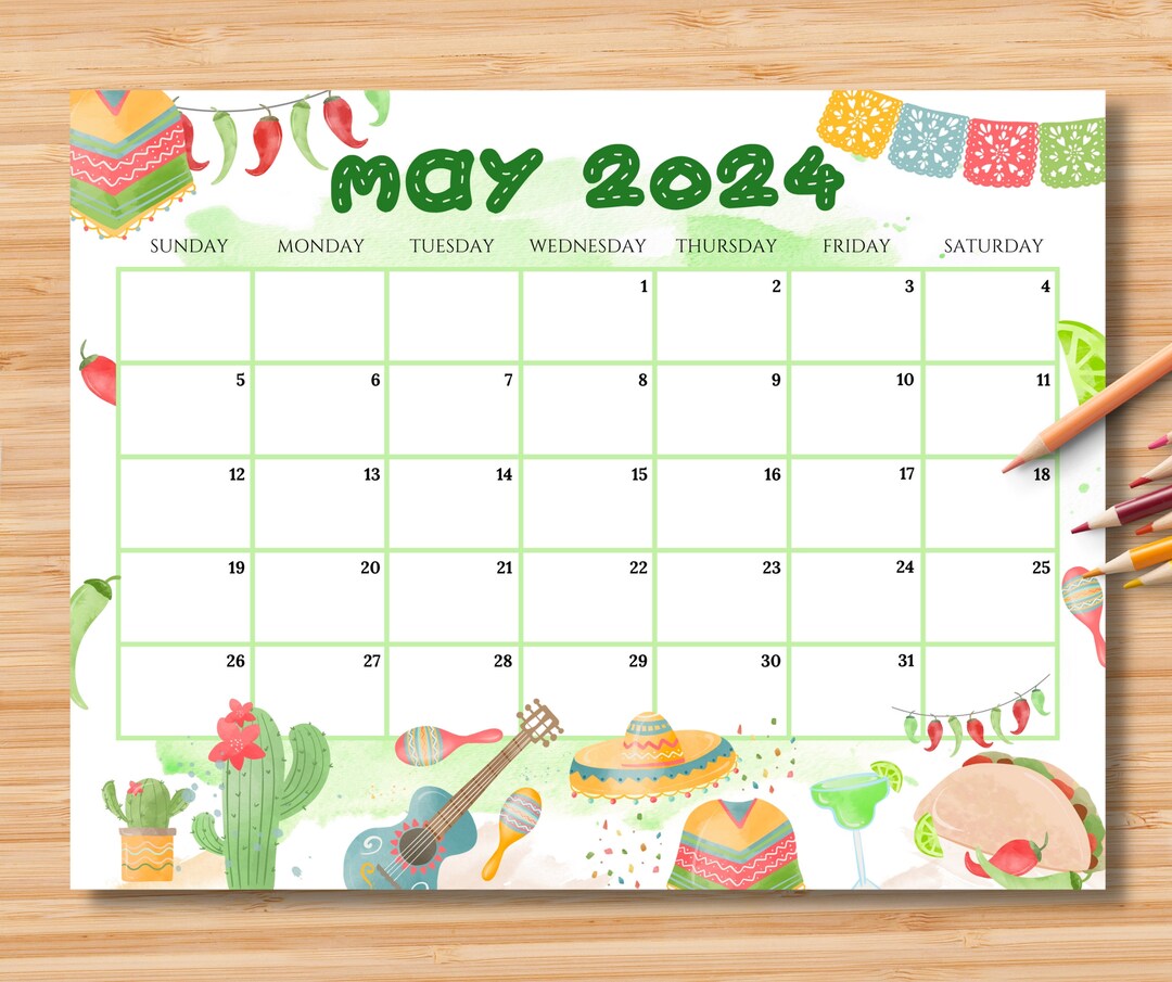 EDITABLE May 2024 Calendar, Cinco De Mayo Planner 2024, Printable