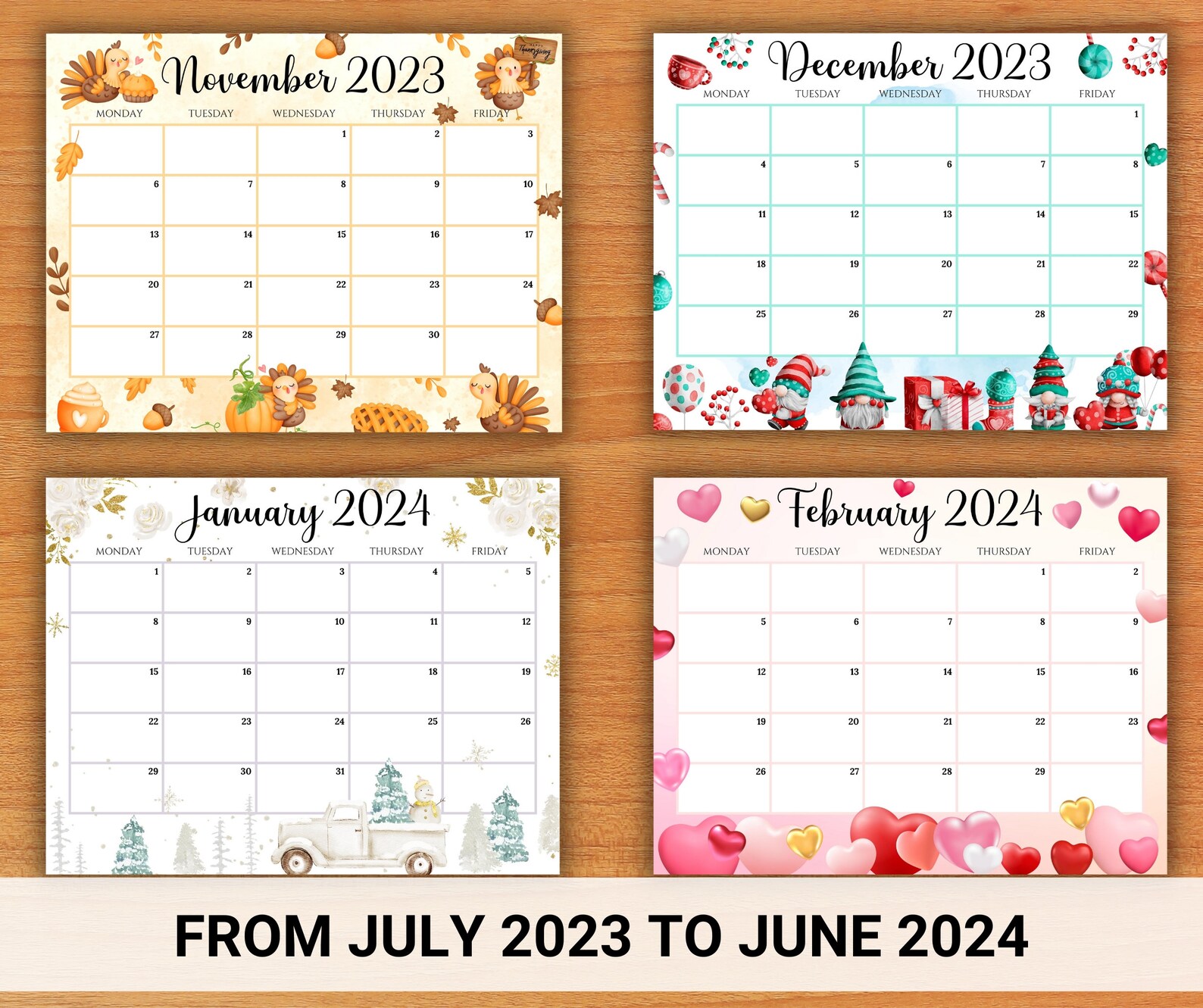 Editable school calendar 2023 2024 from july to june etsy australia