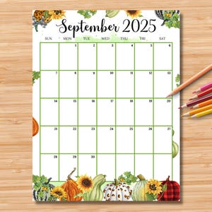 Calendario settembre 2025 MODIFICABILE (verticale/verticale), Bellissimo planner autunnale, Programma mensile per bambini, scuola, casa, lavoro e ufficio