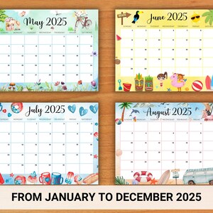 EDITABLE Monthly Calendar 2025, 12 Beautiful Printable Monthly Calendar ...