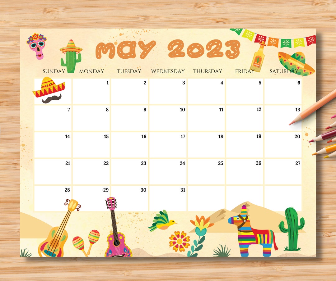 EDITABLE May 2023 Calendar Cinco De Mayo Planner 2023 Etsy Australia
