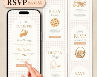 Editable Fall Baby Shower Website Invitation, Online RSVP Digital Invite, Cutie Pie Canva Template Text Invite, Gender Neutral Baby Shower