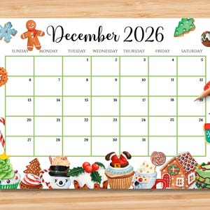 EDITIERBAR Kalender Dezember 2026 | Monatsplaner für Kinder, Schule, Arbeit, Büro & Home Organizer | Druckbare PDF | Sofort Download