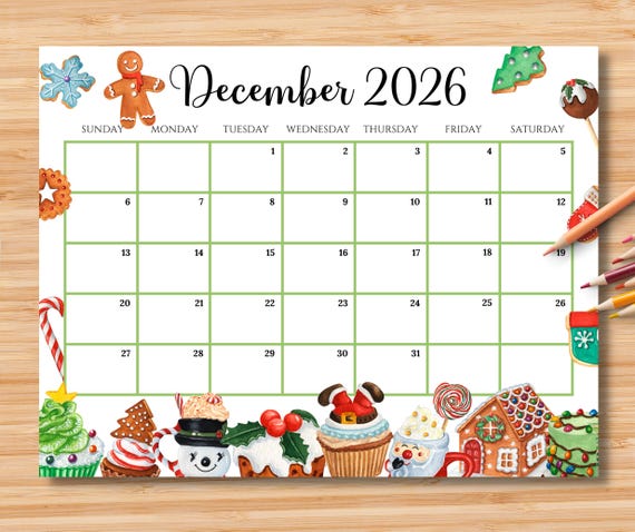 EDITABLE December 2026 Calendar | Monthly Planner for Kids, School ...