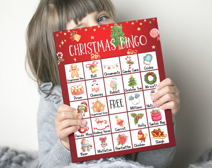 Printable Christmas Bingo Game Activity With 50 Unique Cards for Kids ...