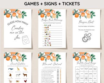 Little Cutie Baby Shower Game Bundle, Orange Citrus Baby Shower Game Package, Clementine Set, Gender Neutral, Editable Games, Printable