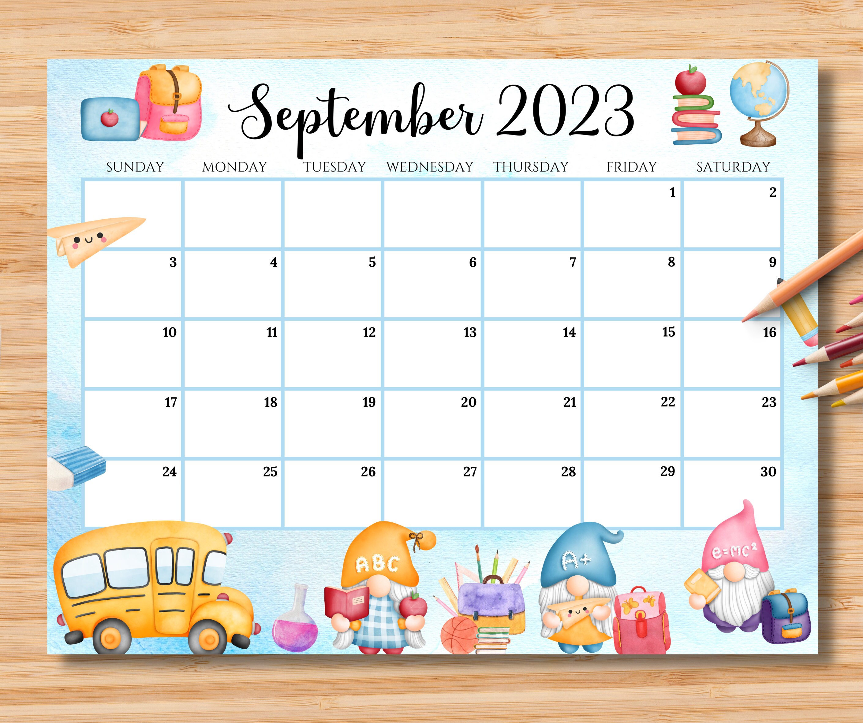 EDITABLE September 2023 Calendar Back To School Planner With Etsy Canada