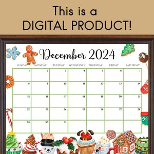 EDITABLE December 2024 Calendar, Colorful Christmas with Sweets & Drinks, Printable Christmas Planner, Kids Schedule, Instant Download image 4