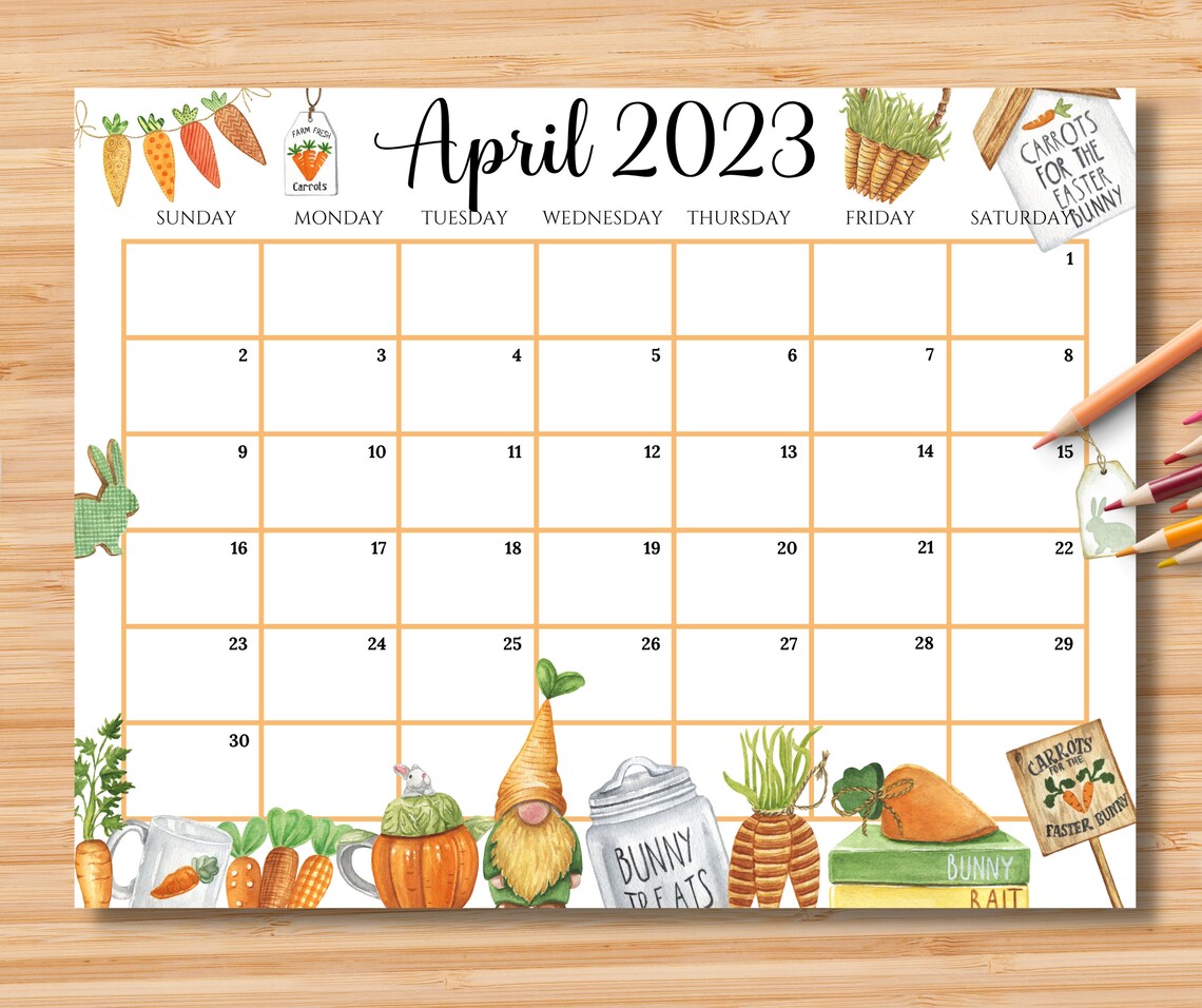 EDITABLE April 2023 Calendar Happy Easter Day Planner With Etsy Canada