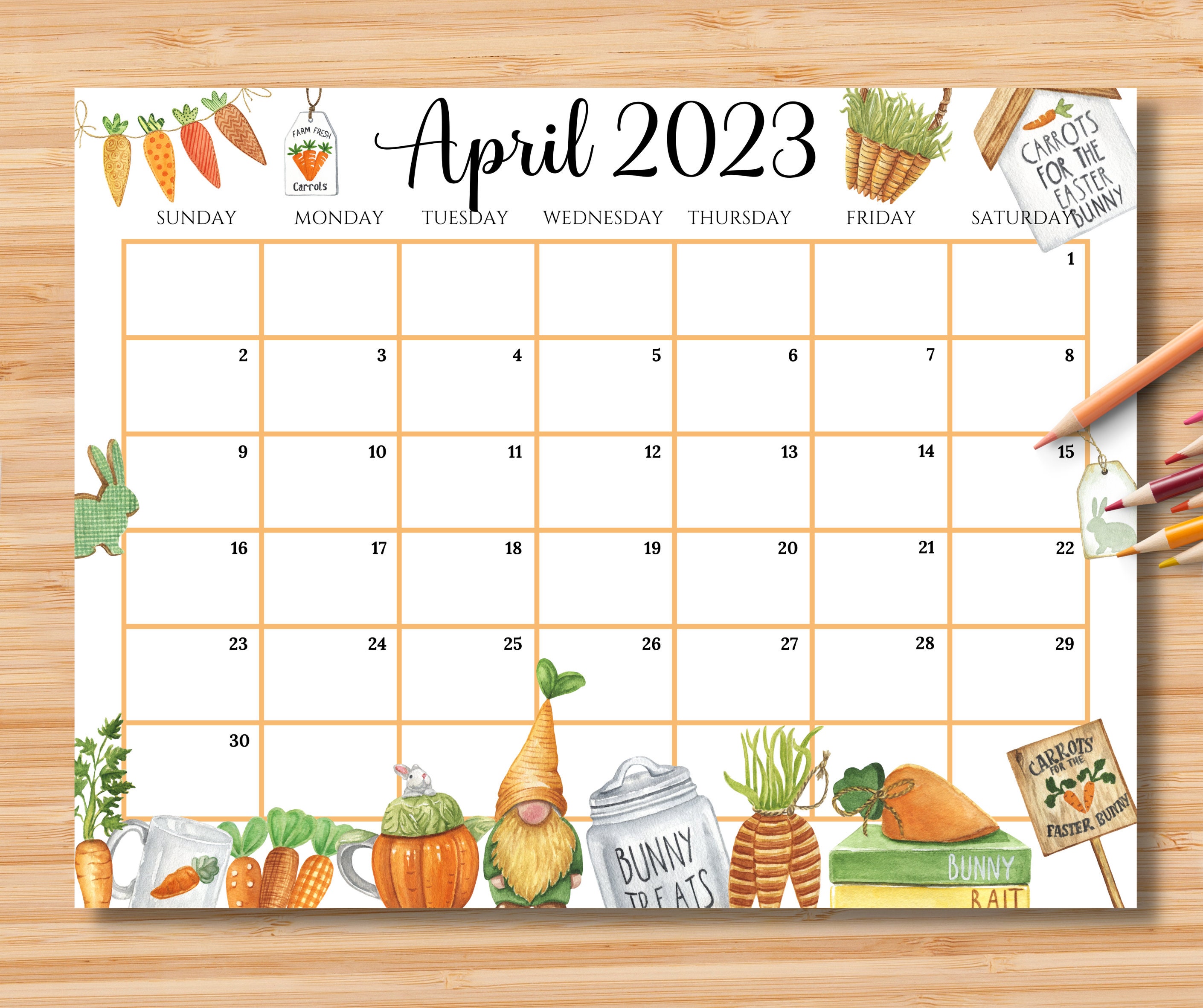 EDITABLE April 2023 Calendar Happy Easter Day Planner With - Etsy Canada