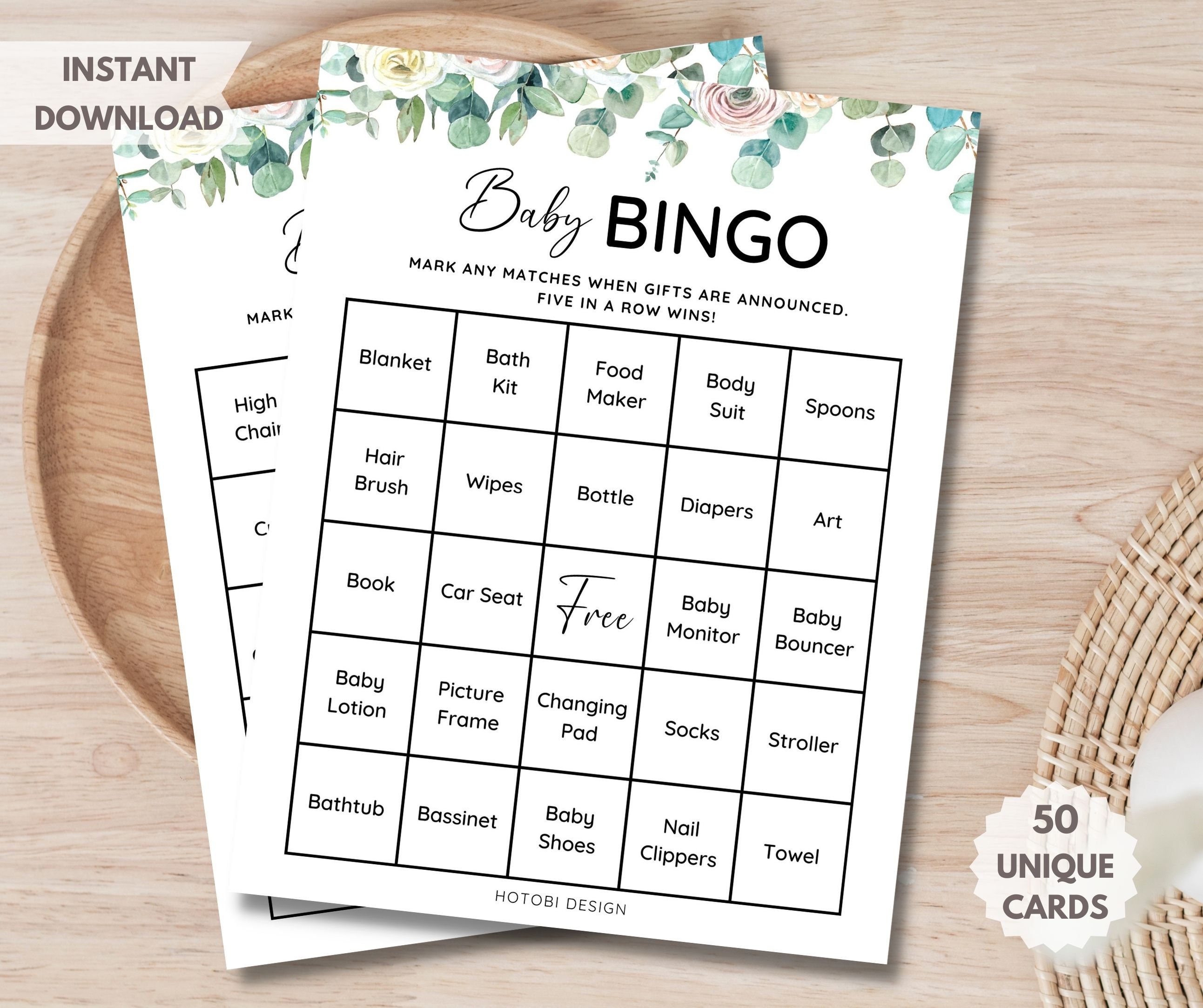 50 Unique Baby Shower Bingo Game Cards - Pre-Filled, Gender Neutral, Fun Group Activity For Parties - View #14