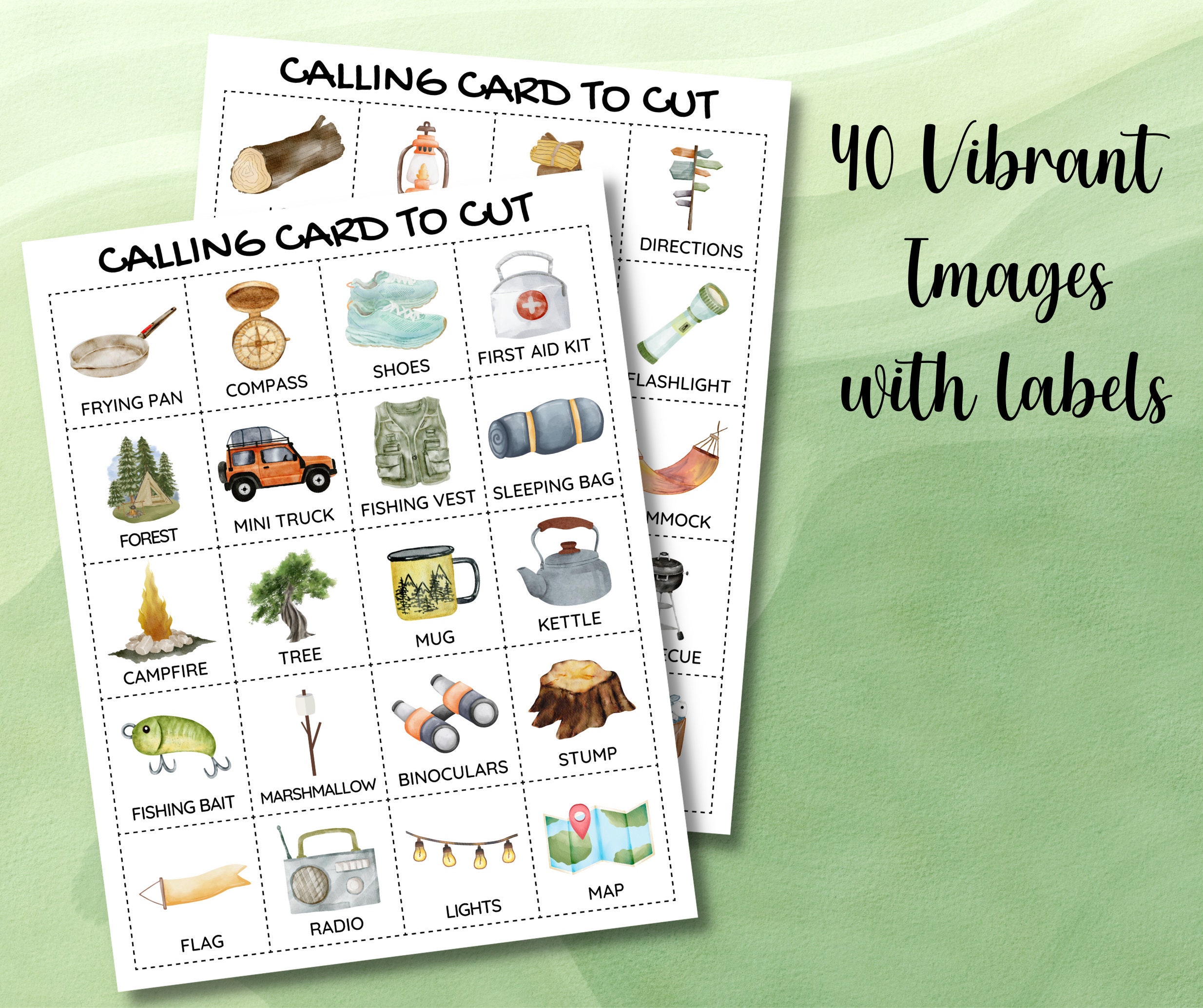 Printable Camping Bingo Game, 50 Unique Bingo Cards W/labels, Camping ...