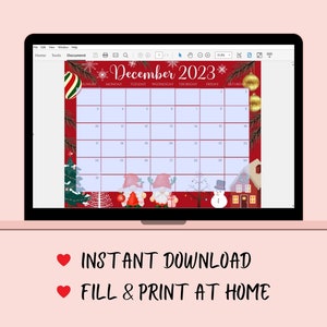 EDITABLE December 2023 Calendar 24x18 Colorful - Etsy UK