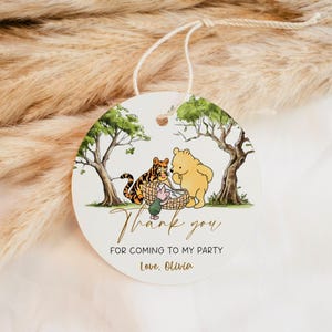Classic Winnie the Pooh Baby Shower Favor Tag, Vintage Pooh Bear Gift Tag, Gender Neutral Thank You Tag, Editable Template, Printable