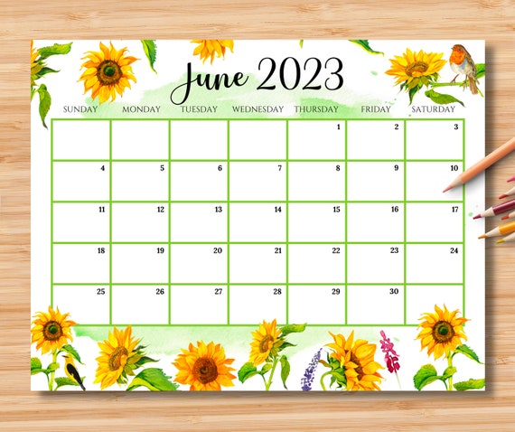 Editable june 2023 calendar gorgeous summer with beautiful etsy australia