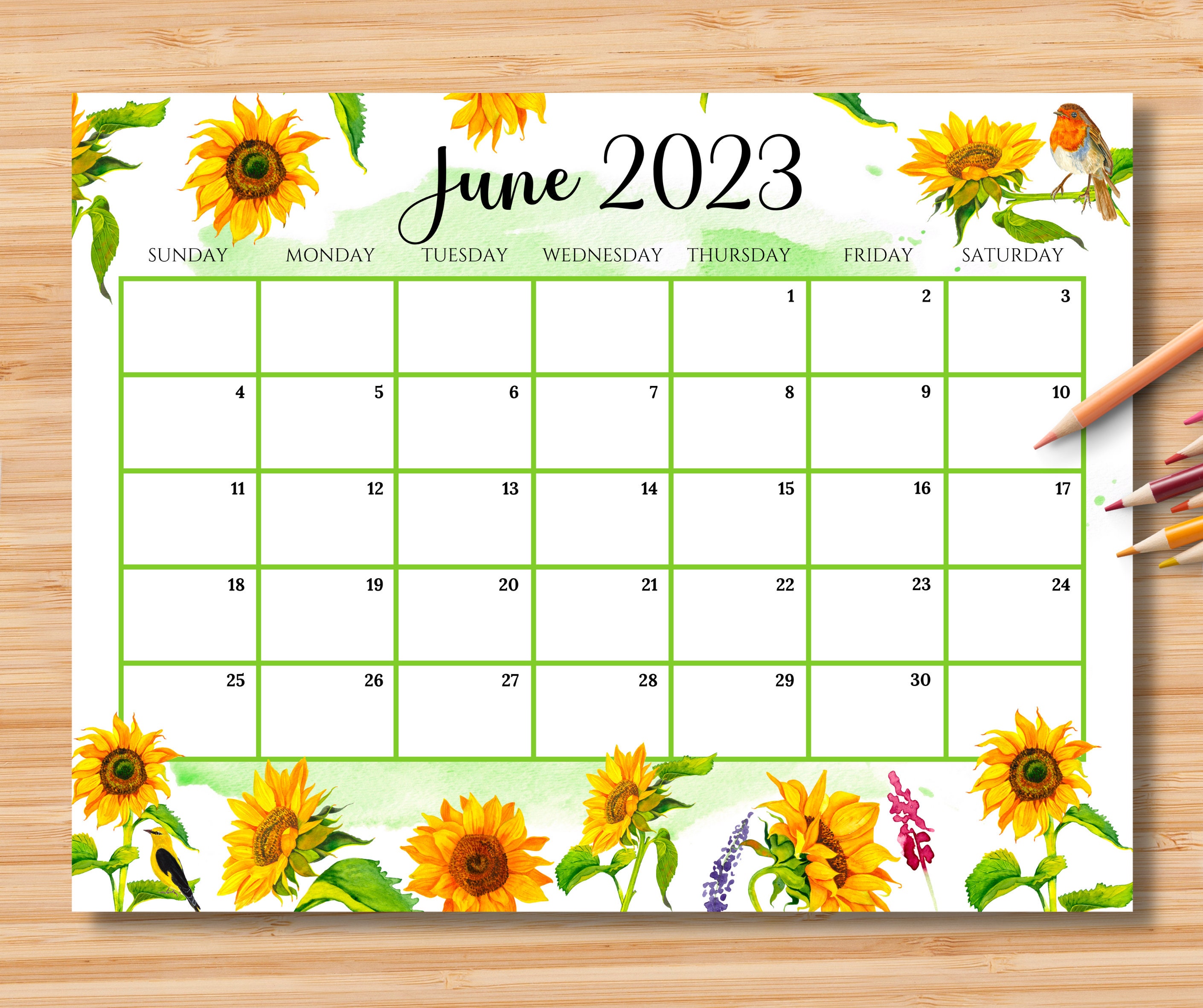 Printable Free Calendar 2023 June