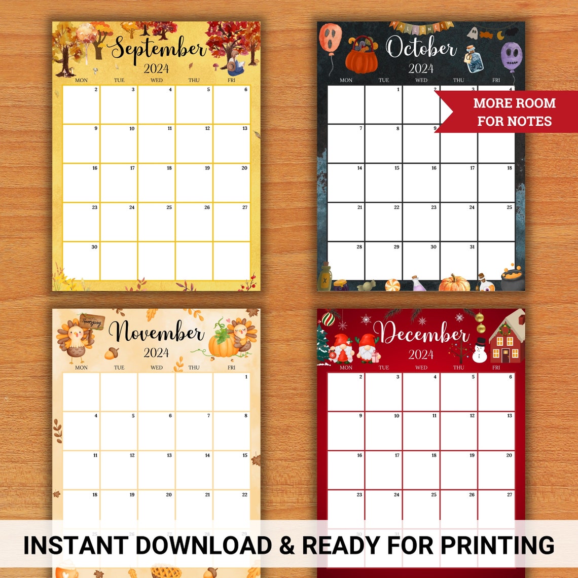 EDITABLE Vertical/portrait Monthly Calendars 2024 mon-fri - Etsy Australia