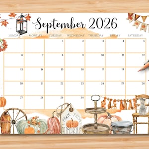 Editable September 2026 Calendar | Monthly Planner Printable PDF | School, Work, Office & Home Organizer | Instant Download