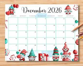 EDITABLE December 2026 Calendar | Monthly Planner for Kids ...