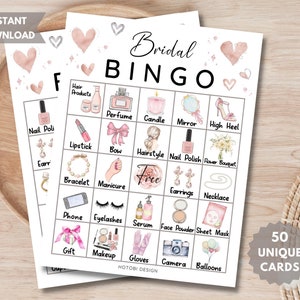 50 Brautdusche Bingo Karten, Braut Bingo Spiel, Brautdusche Spiel, Braut Hen Party Bingo, Bachelorette Party Spiel, Herz Sofort Download