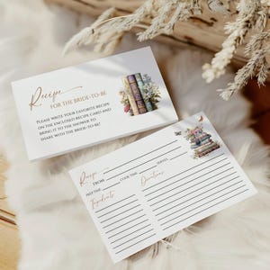 Storybook Bridal Shower Recipe Card Template, Editable New Chapter Insert Cards, Vintage Book Bridal Shower, Printable Recipe Card