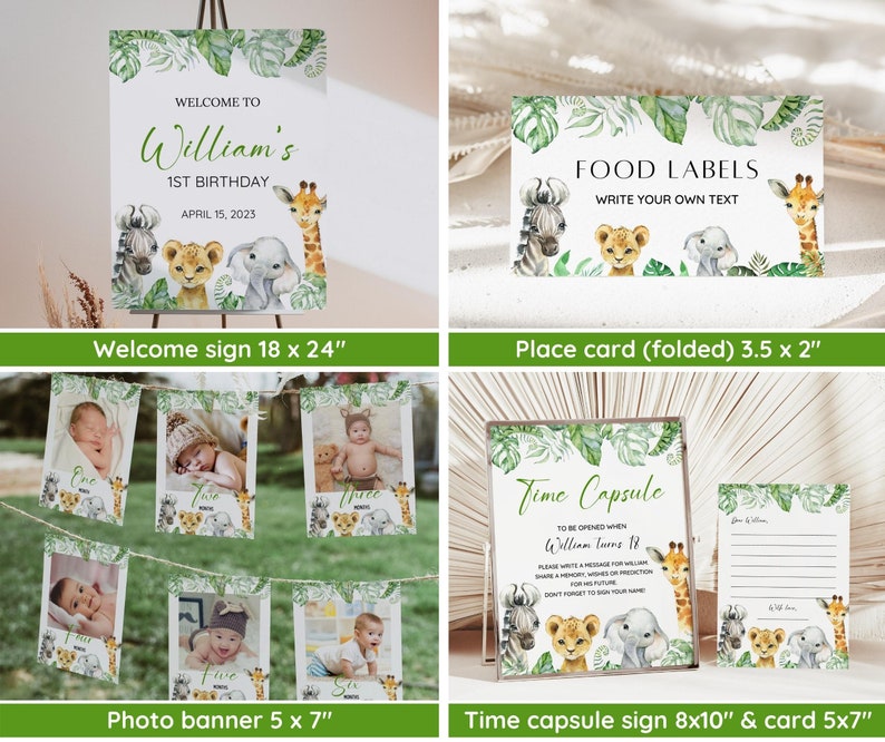 Wild One 1st Birthday Bundle, Safari Wild One Birthday Bundle, Wild One Invitation Bundle, Instant Download, Birthday Boy Milestone Welcome image 4